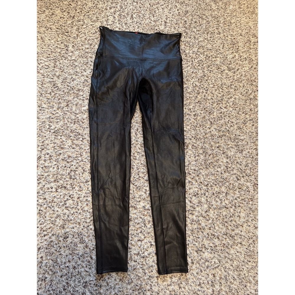 Spanx  Women's Leggings,‎ Faux Leather Size L- Black High Rise